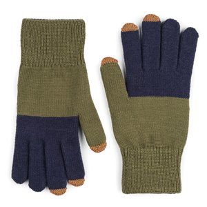 Color block Touchscreen Gloves Khaki & Navy